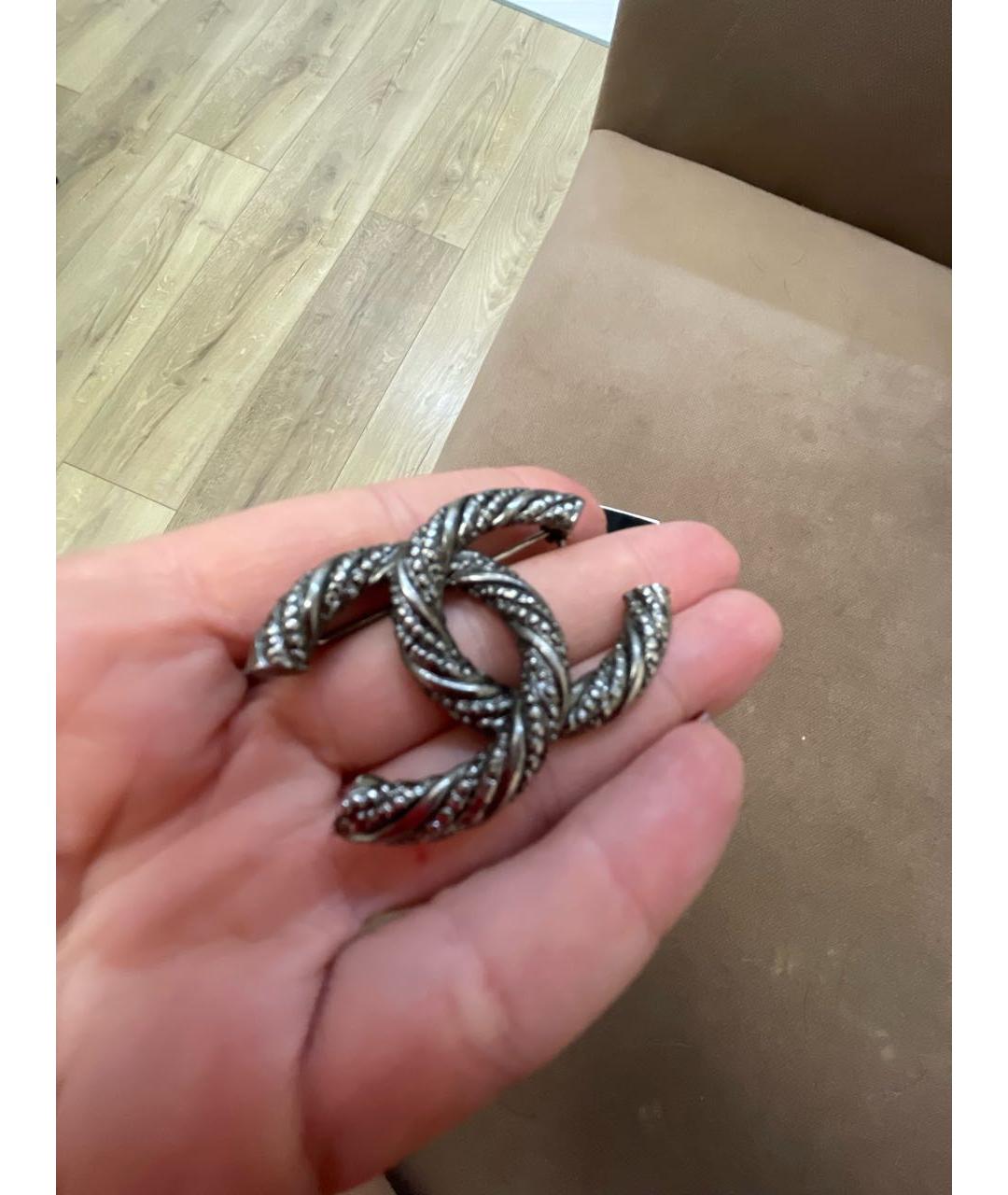 CHANEL Серебряная металлическая булавка / брошь, фото 4