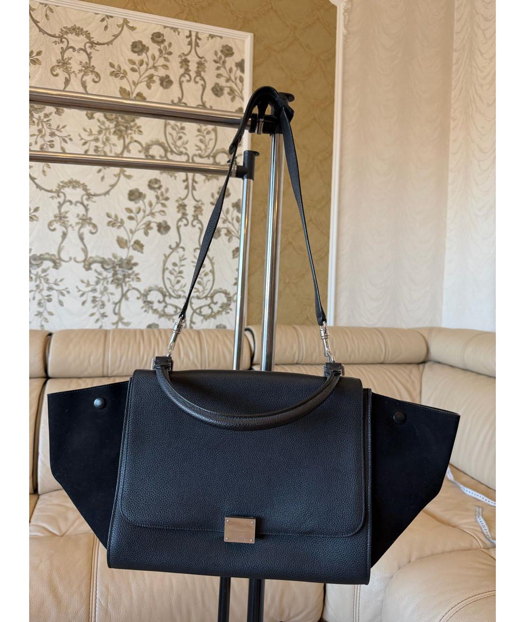 CELINE Черная кожаная сумка тоут, фото 5