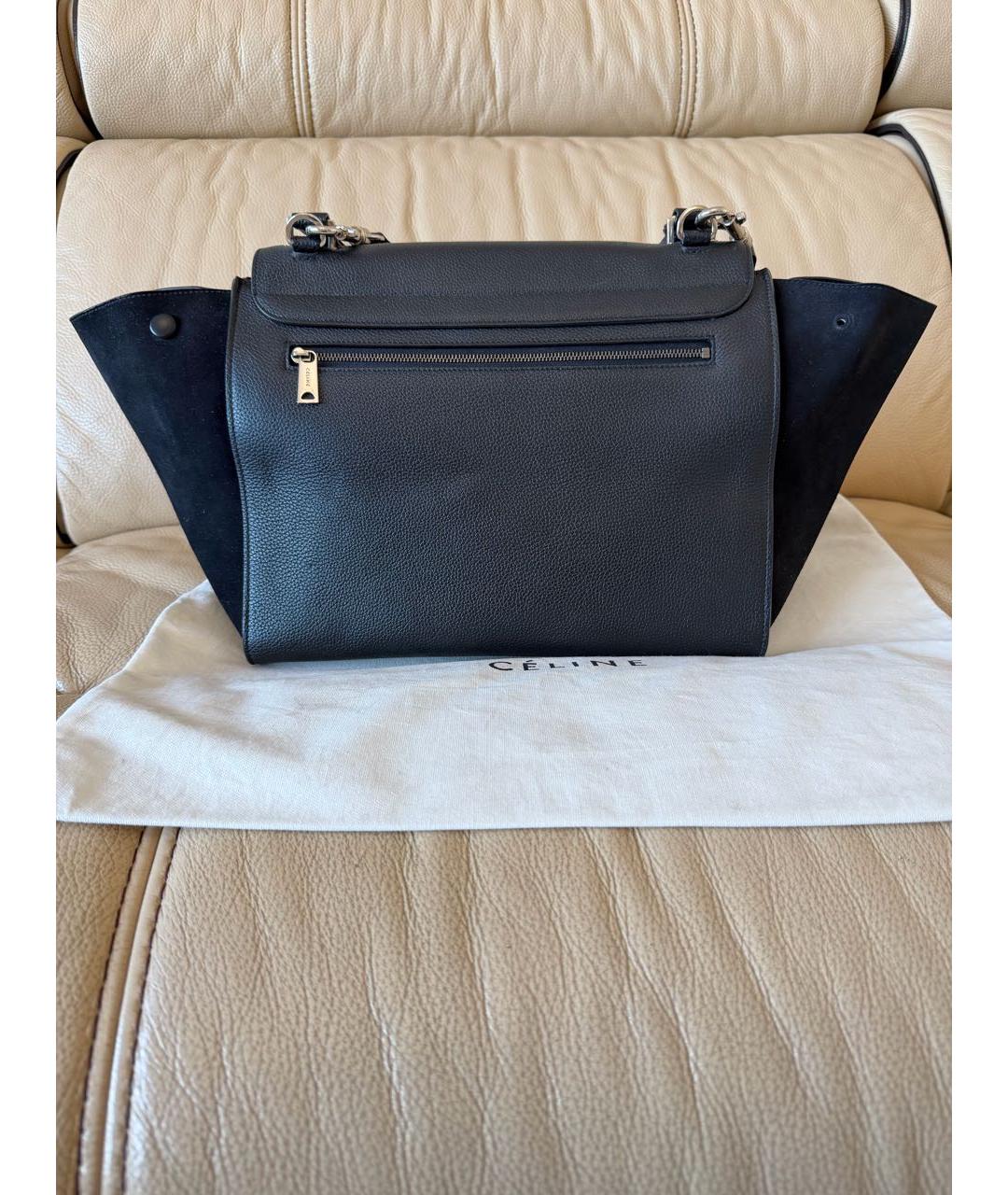CELINE Черная кожаная сумка тоут, фото 3