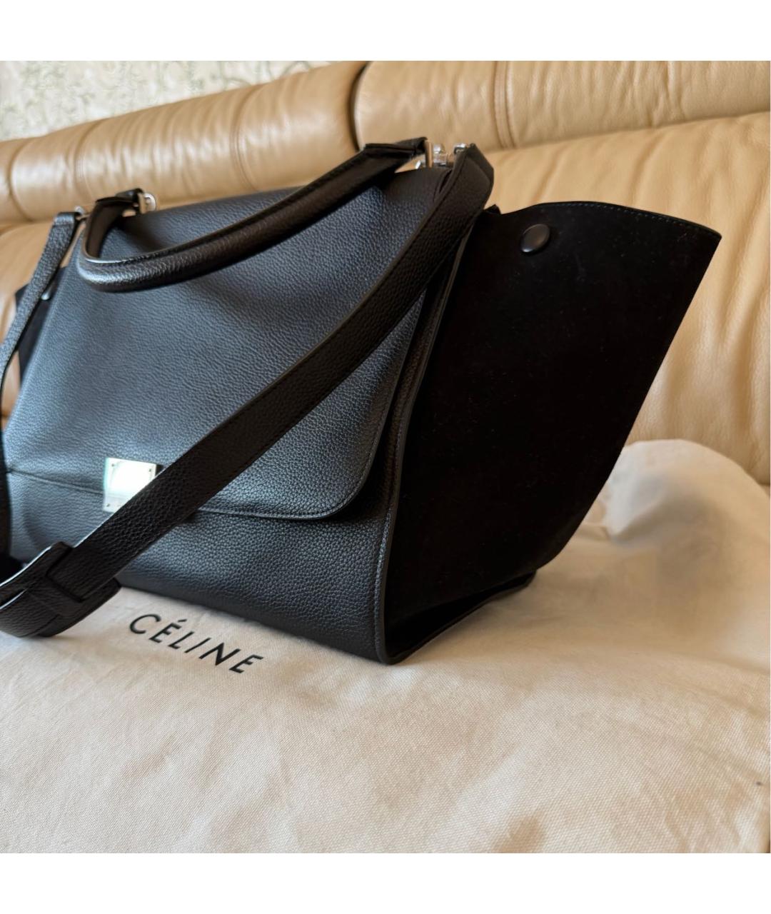 CELINE Черная кожаная сумка тоут, фото 8