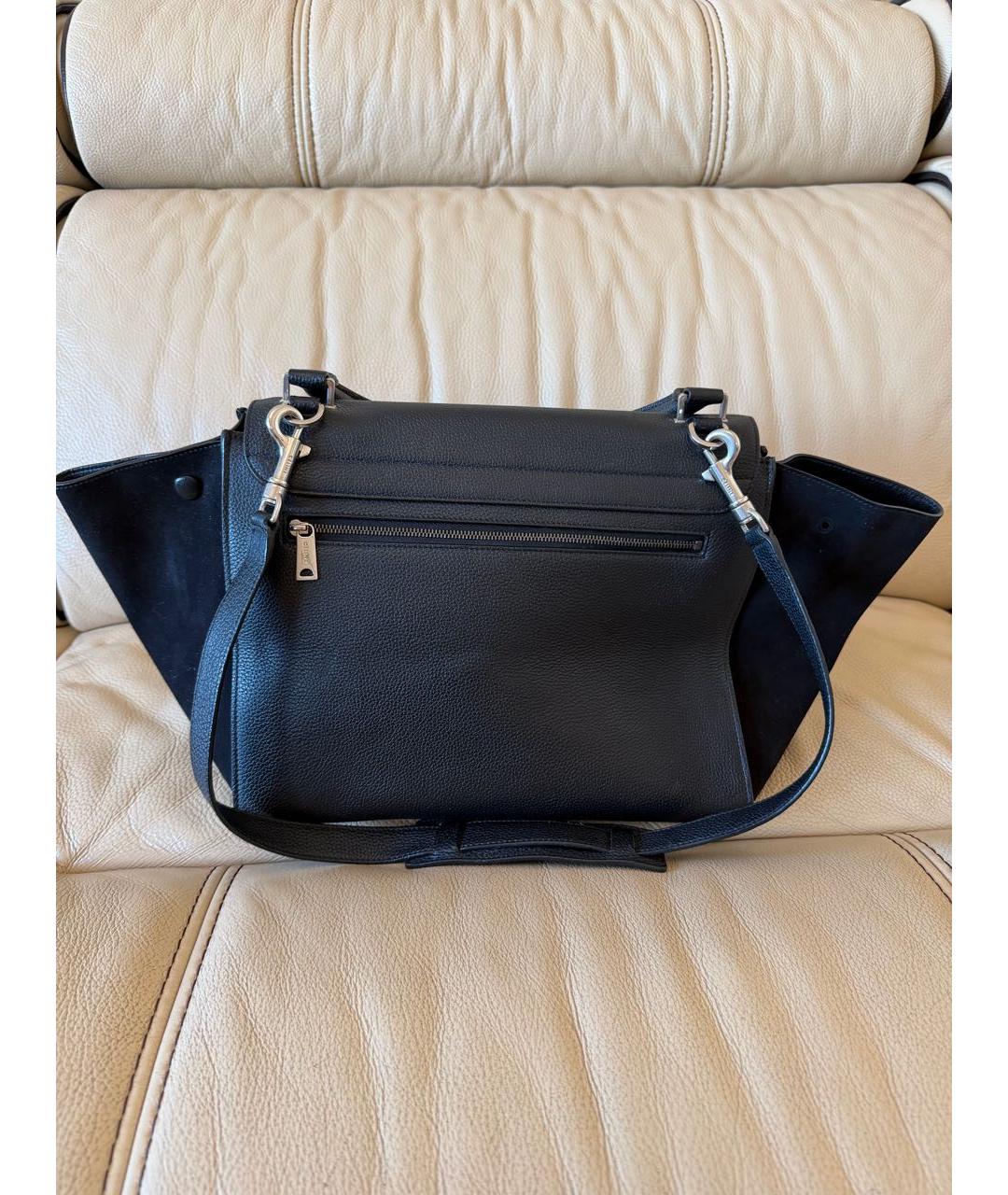 CELINE Черная кожаная сумка тоут, фото 3