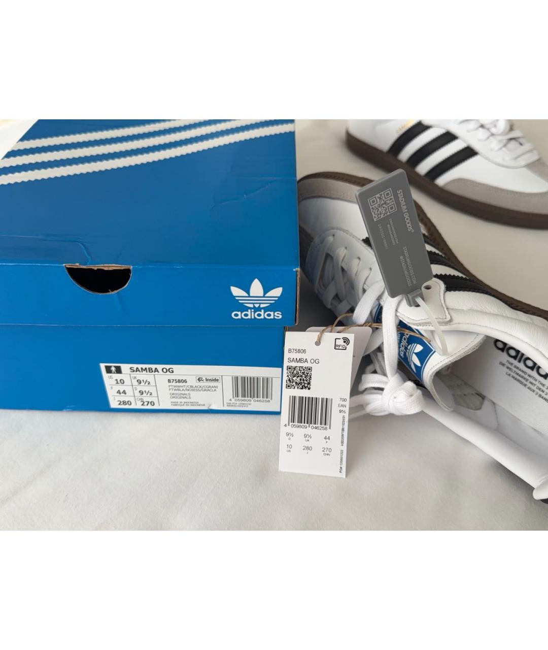 ADIDAS Белые кожаные низкие кроссовки / кеды, фото 5