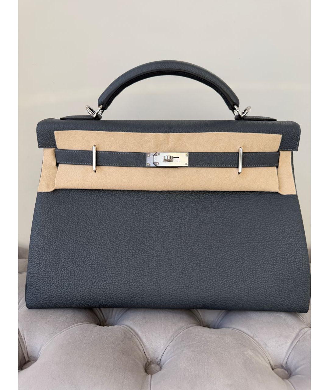 HERMES Серая кожаная сумка на плечо, фото 5