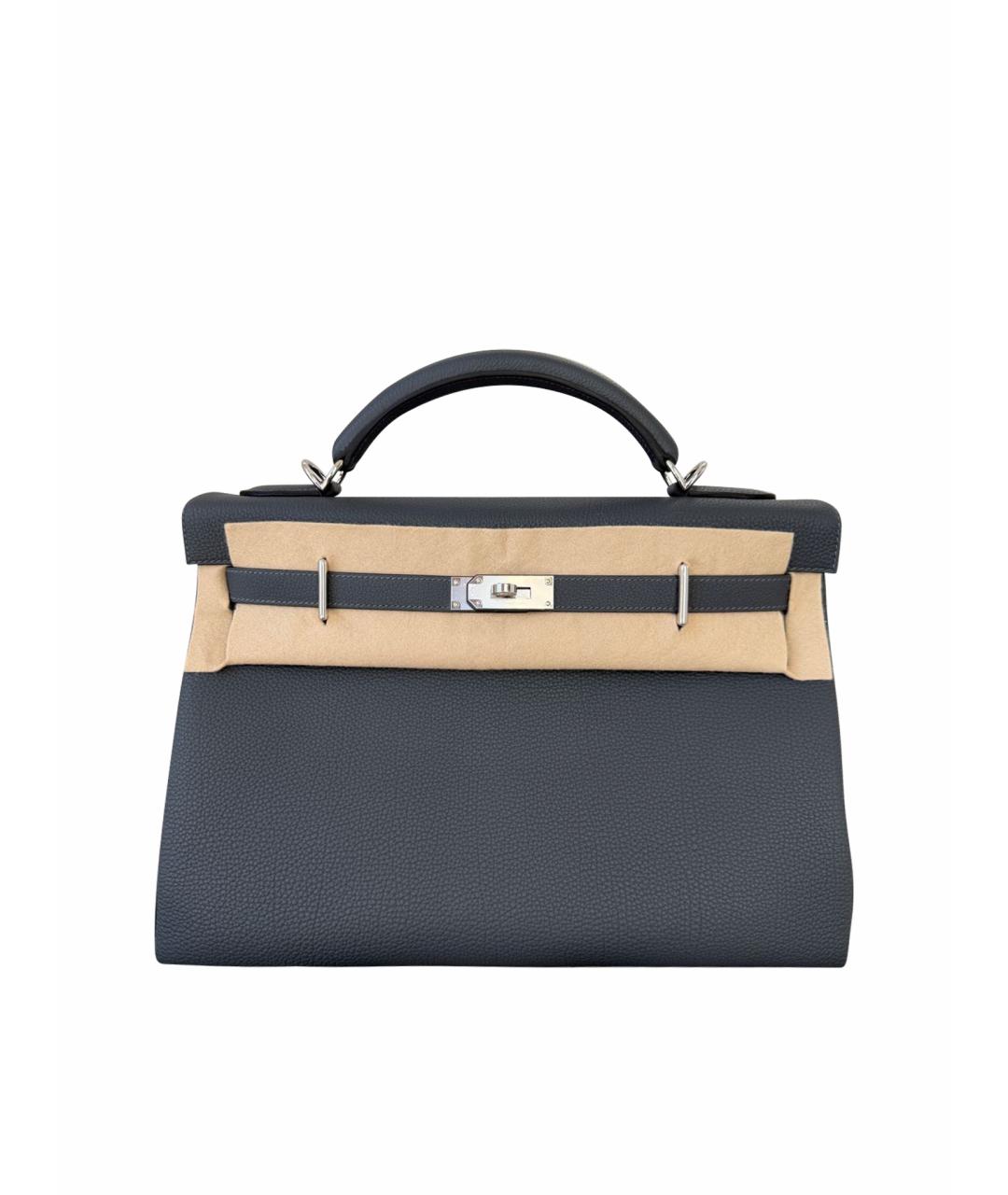 HERMES Серая кожаная сумка на плечо, фото 1