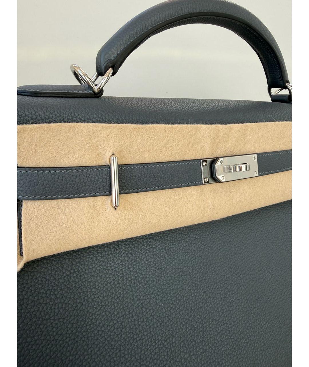 HERMES Серая кожаная сумка на плечо, фото 4