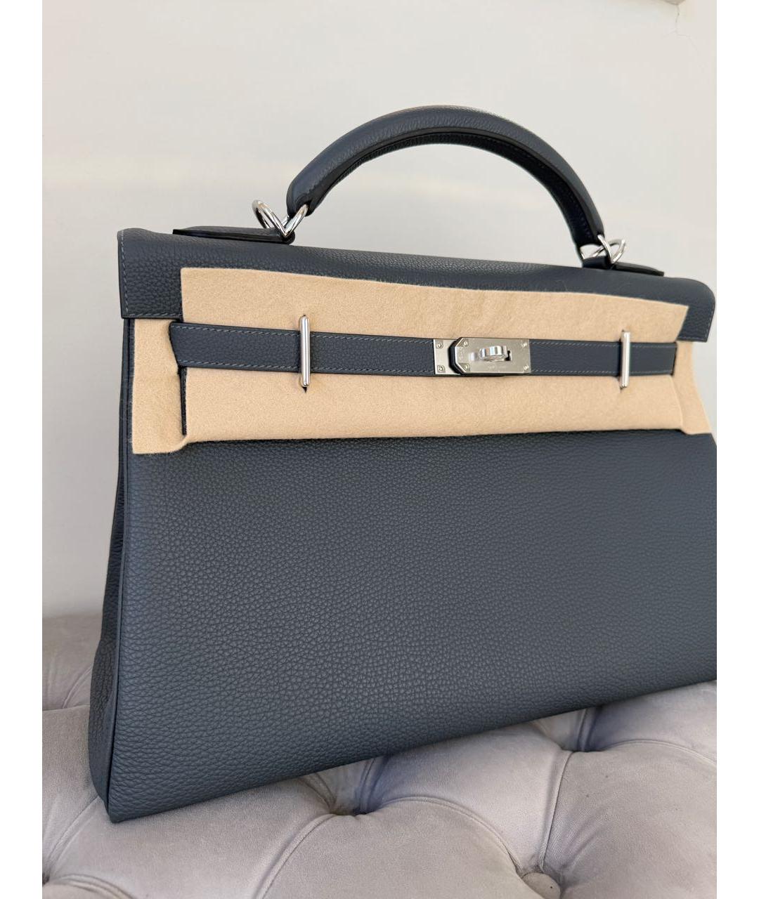 HERMES Серая кожаная сумка на плечо, фото 2