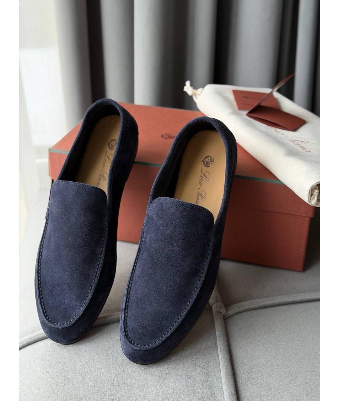 LORO PIANA Синие замшевые лоферы, фото 3