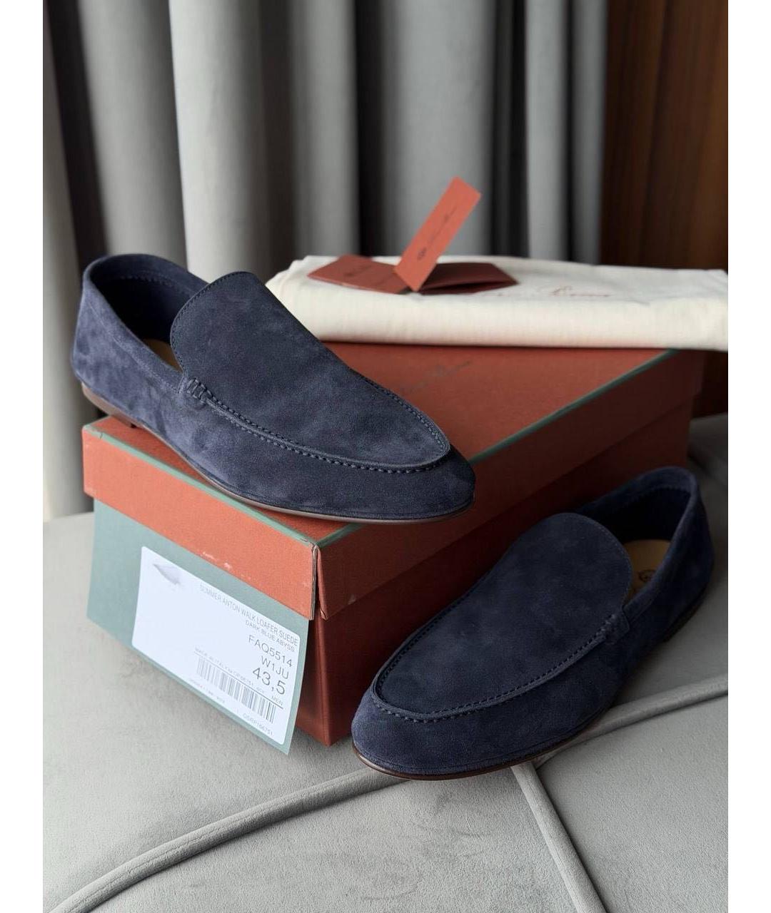 LORO PIANA Синие замшевые лоферы, фото 2