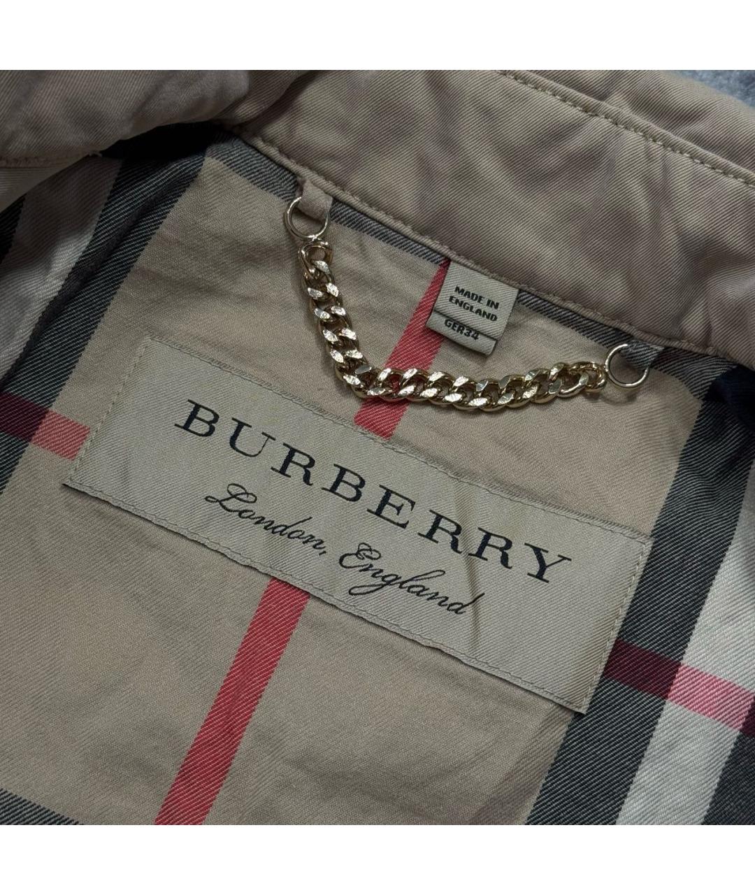 BURBERRY Бежевый хлопковый тренч/плащ, фото 4