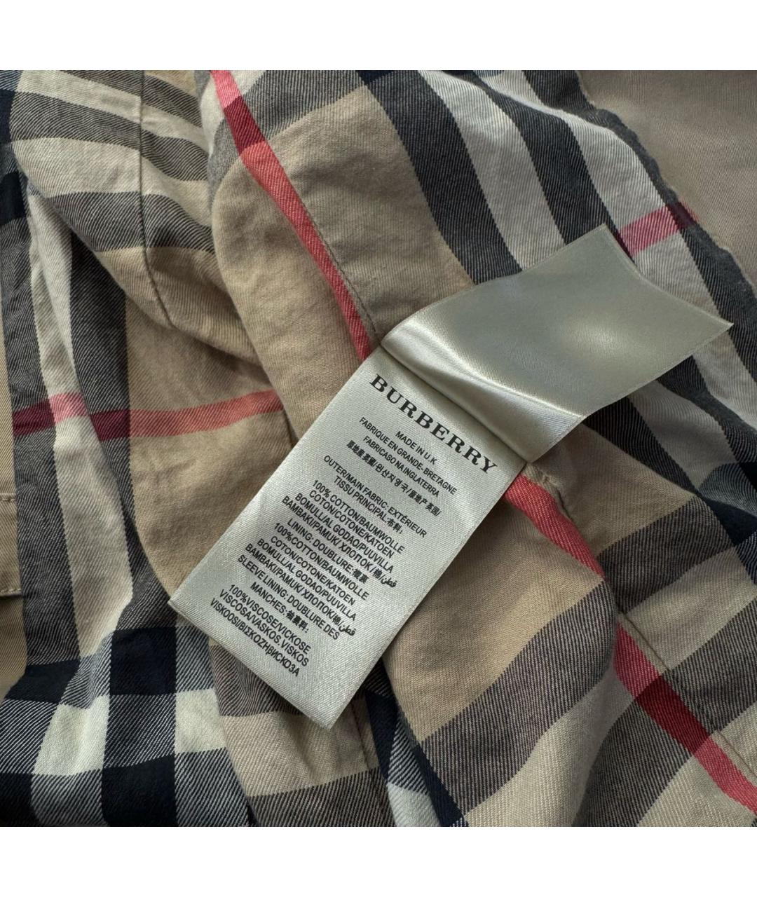BURBERRY Бежевый хлопковый тренч/плащ, фото 7