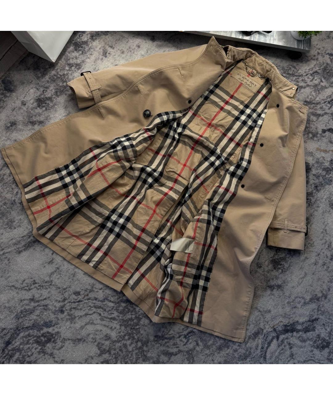 BURBERRY Бежевый хлопковый тренч/плащ, фото 3