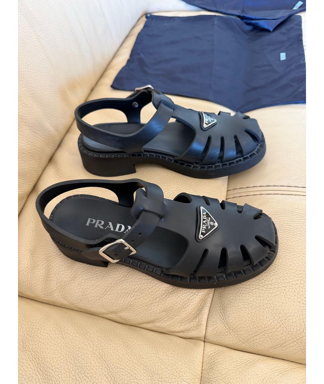 PRADA Черные резиновые сандалии, фото 8