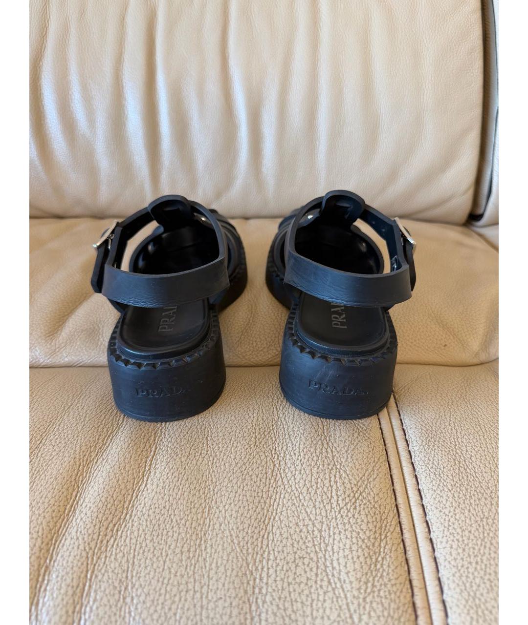 PRADA Черные резиновые сандалии, фото 4