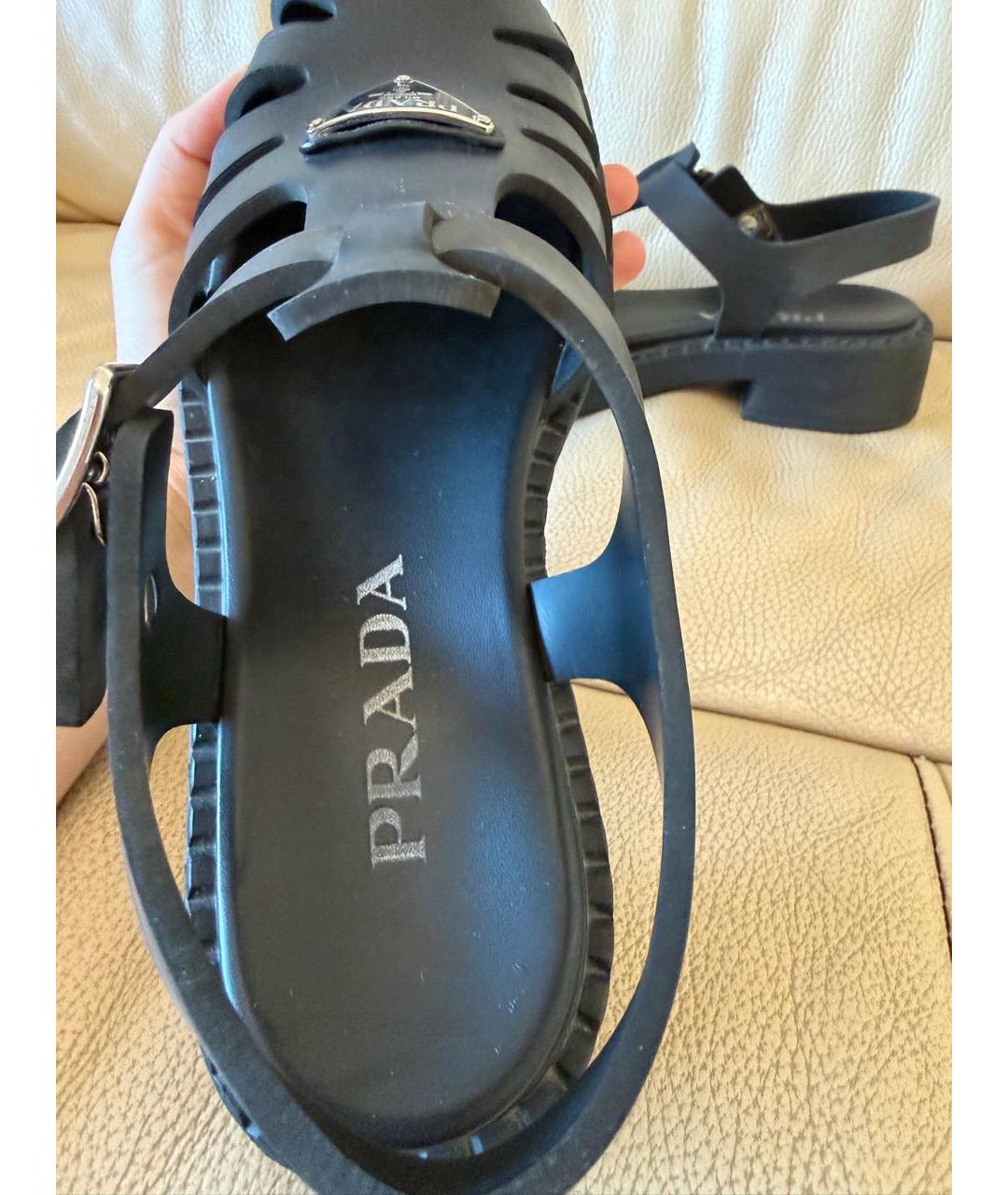 PRADA Черные резиновые сандалии, фото 6