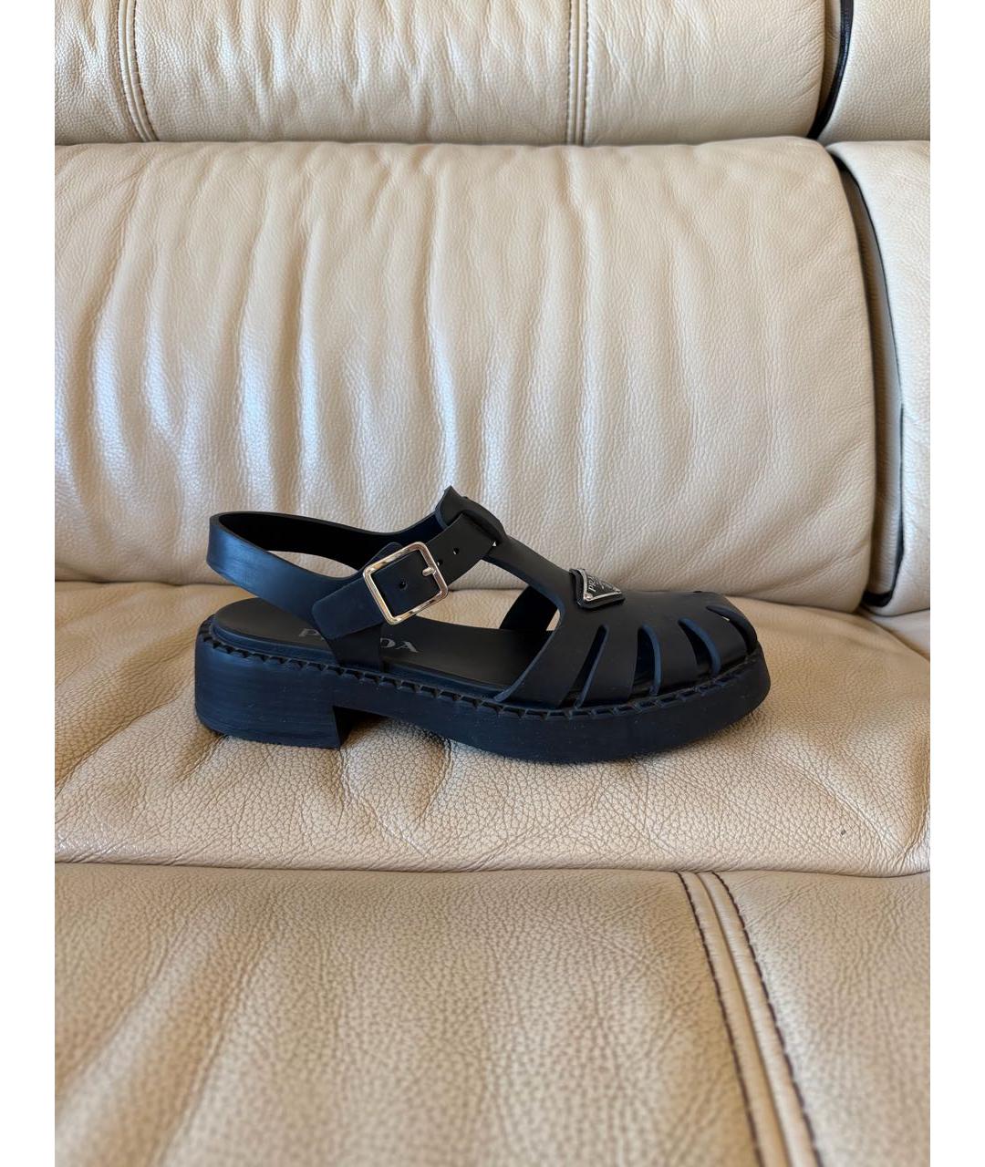 PRADA Черные резиновые сандалии, фото 9