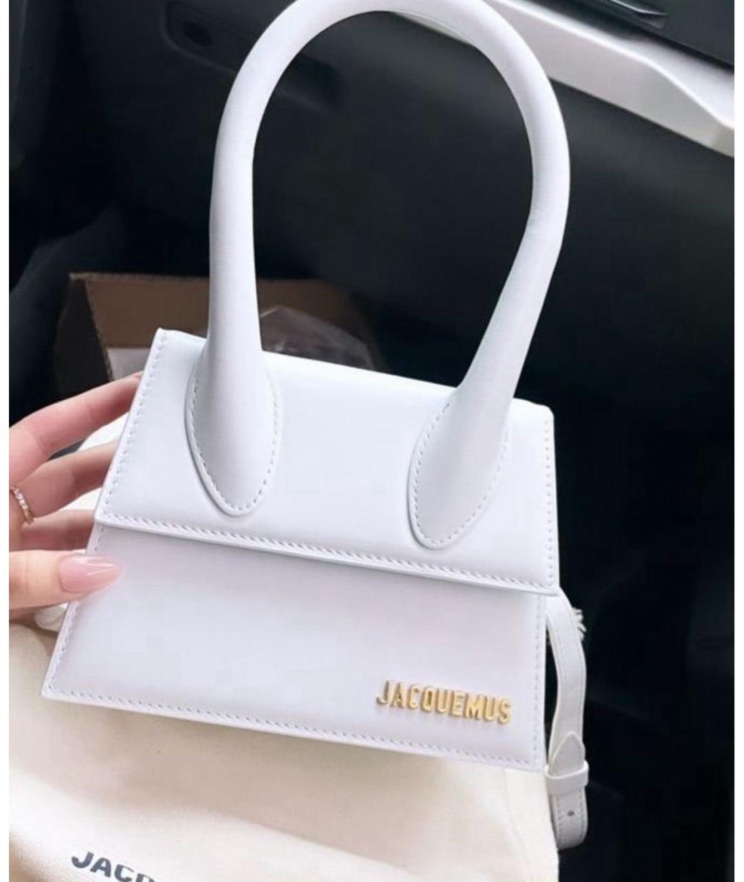 JACQUEMUS Белая кожаная сумка через плечо, фото 3