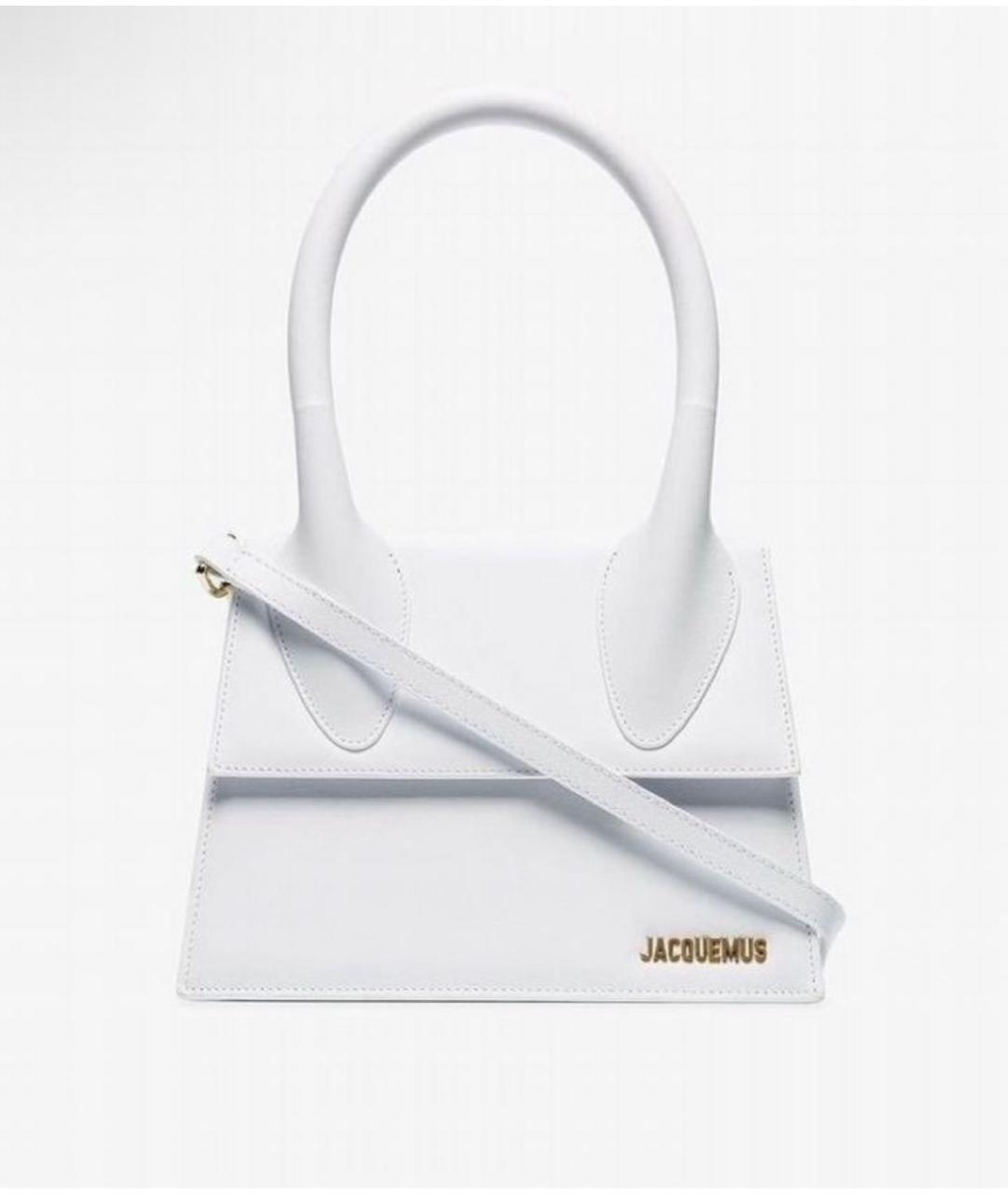JACQUEMUS Белая кожаная сумка через плечо, фото 4
