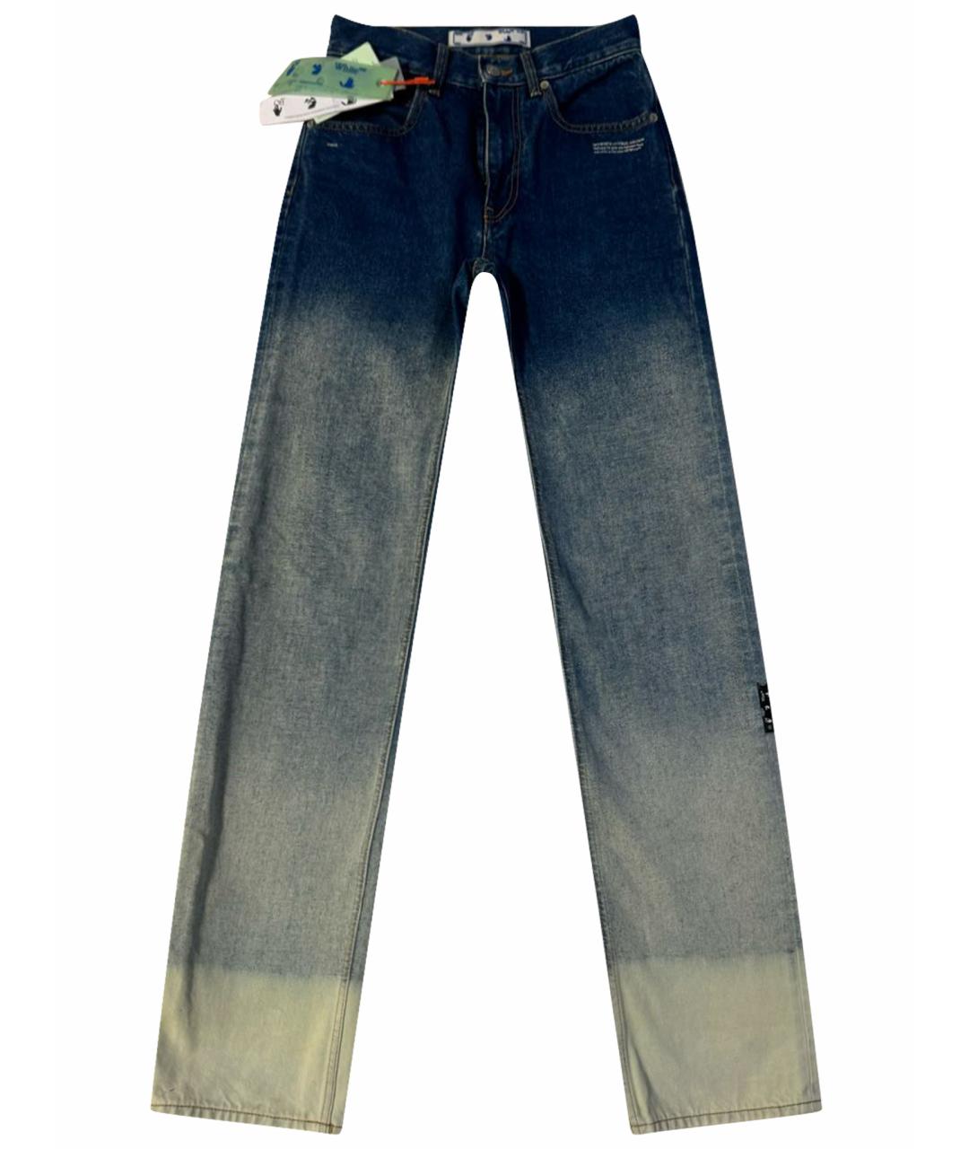 OFF-WHITE Голубые прямые джинсы, фото 1