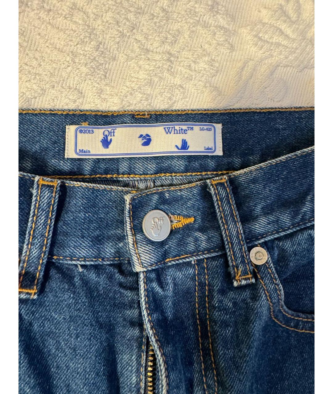 OFF-WHITE Голубые прямые джинсы, фото 3
