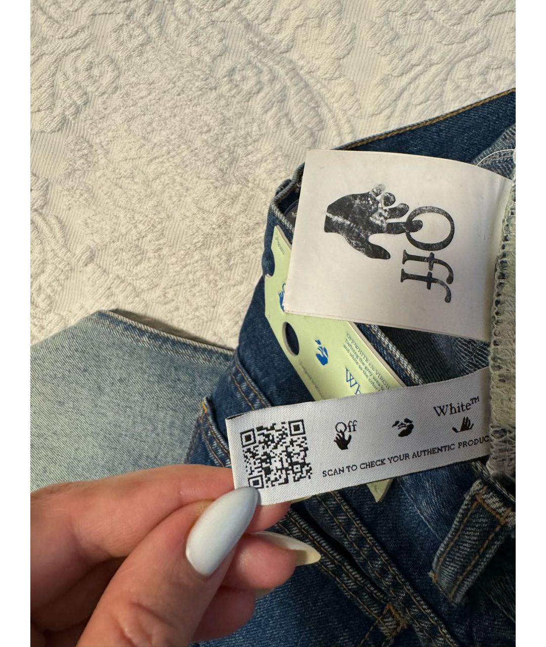 OFF-WHITE Голубые прямые джинсы, фото 6