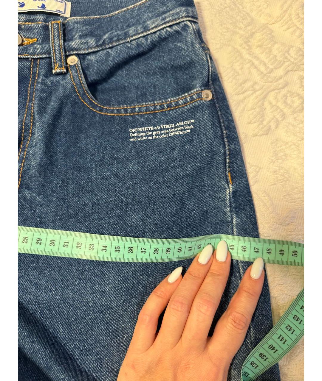 OFF-WHITE Голубые прямые джинсы, фото 5