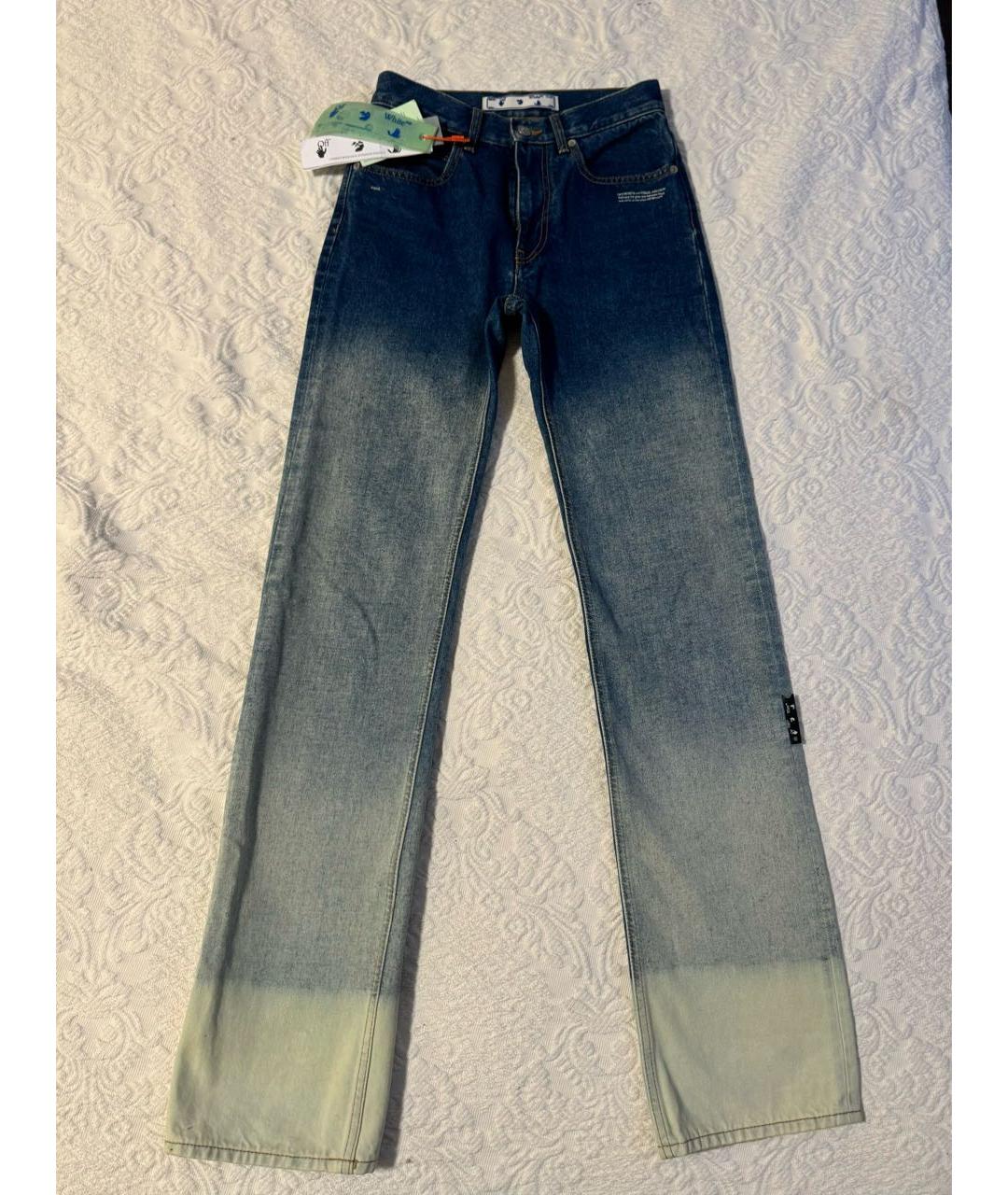 OFF-WHITE Голубые прямые джинсы, фото 8