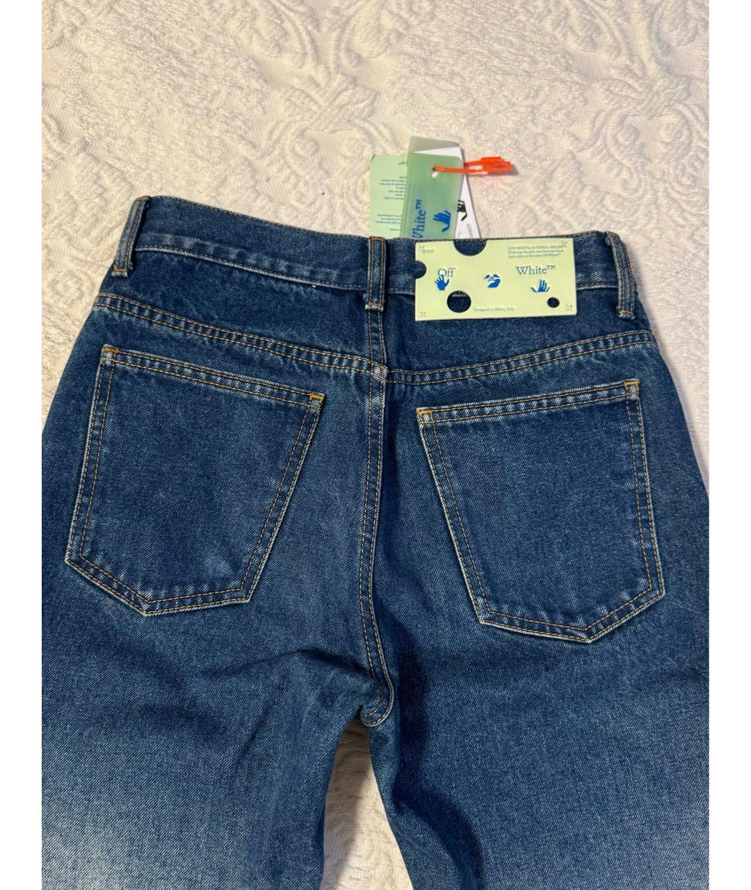 OFF-WHITE Голубые прямые джинсы, фото 4