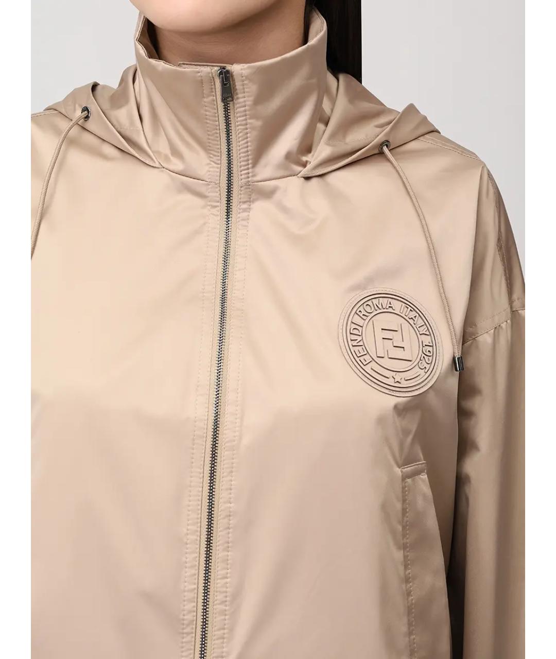 FENDI Бежевая полиамидовая куртка, фото 5