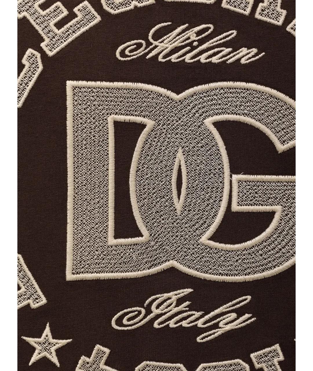 DOLCE&GABBANA Коричневая хлопковая футболка, фото 6