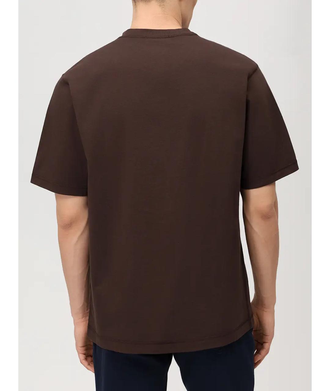 DOLCE&GABBANA Коричневая хлопковая футболка, фото 3