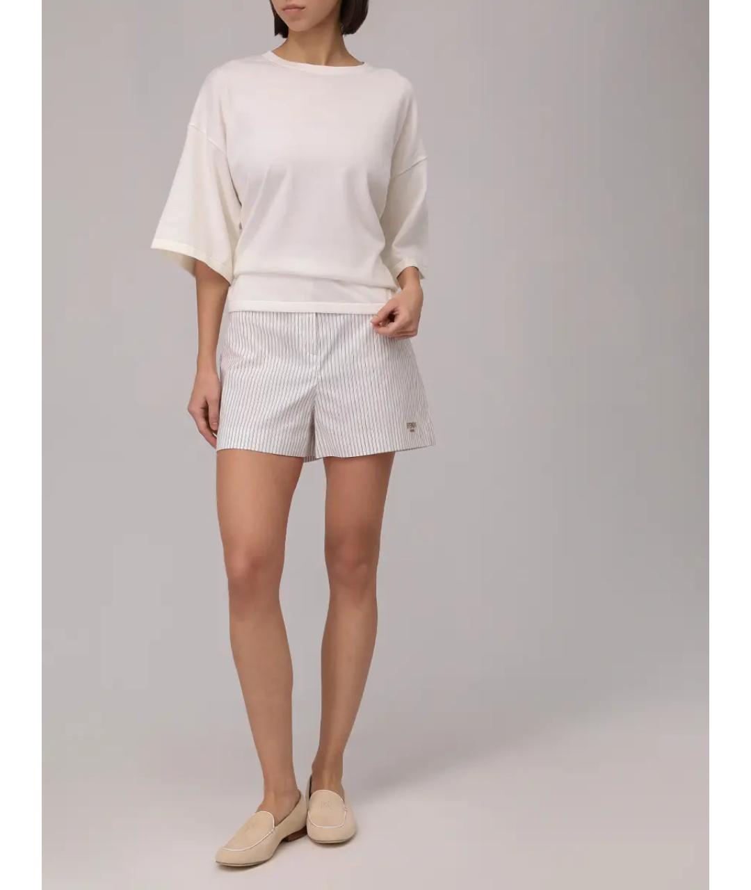FENDI Белые хлопковые шорты, фото 2