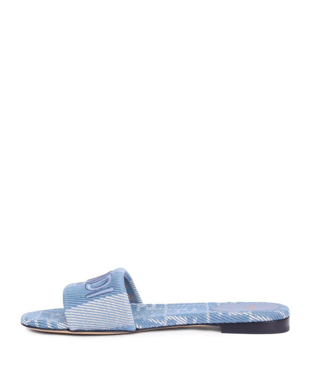 FENDI Голубые текстильные шлепанцы, фото 3