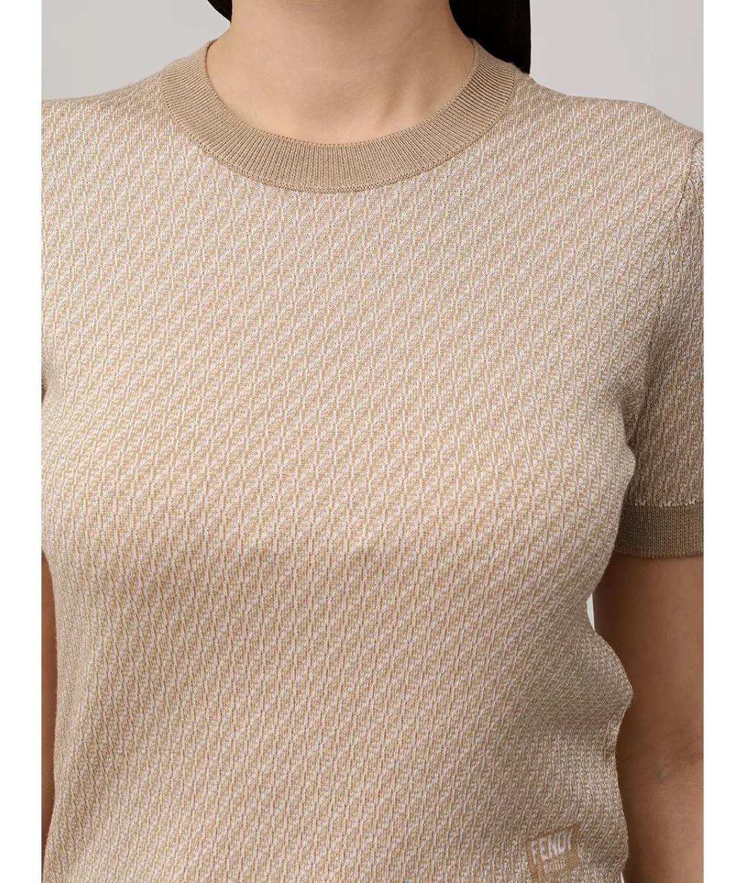 FENDI Бежевый шерстяной джемпер / свитер, фото 5