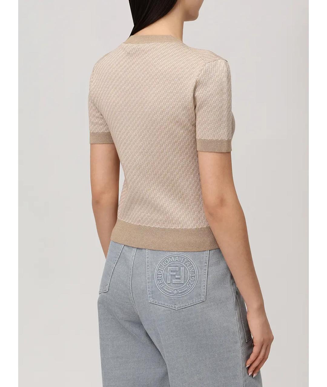 FENDI Бежевый шерстяной джемпер / свитер, фото 3