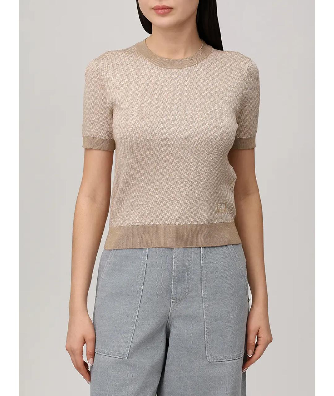 FENDI Бежевый шерстяной джемпер / свитер, фото 4