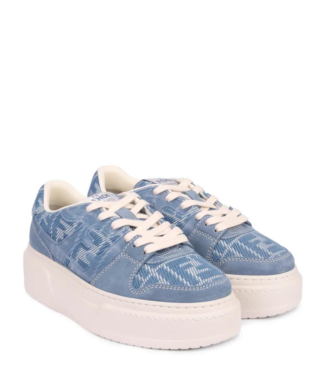 FENDI Голубые текстильные кеды, фото 2