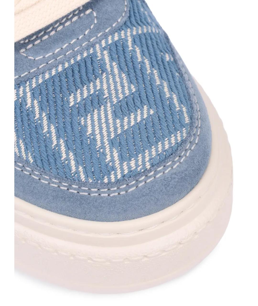 FENDI Голубые текстильные кеды, фото 5
