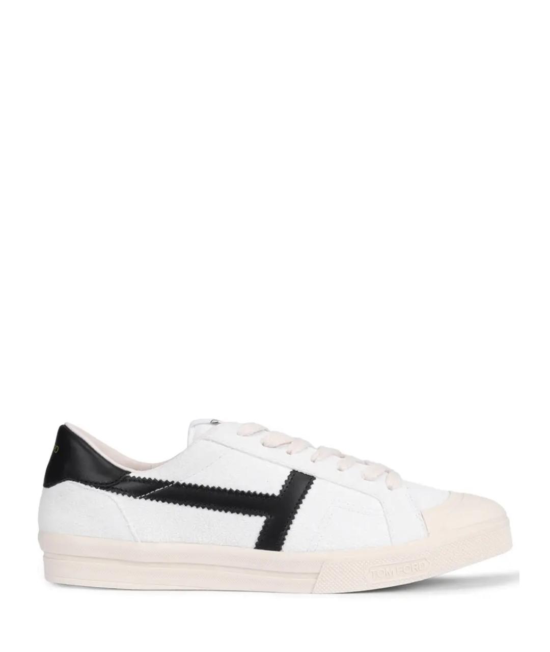 TOM FORD Белые кожаные кеды, фото 1