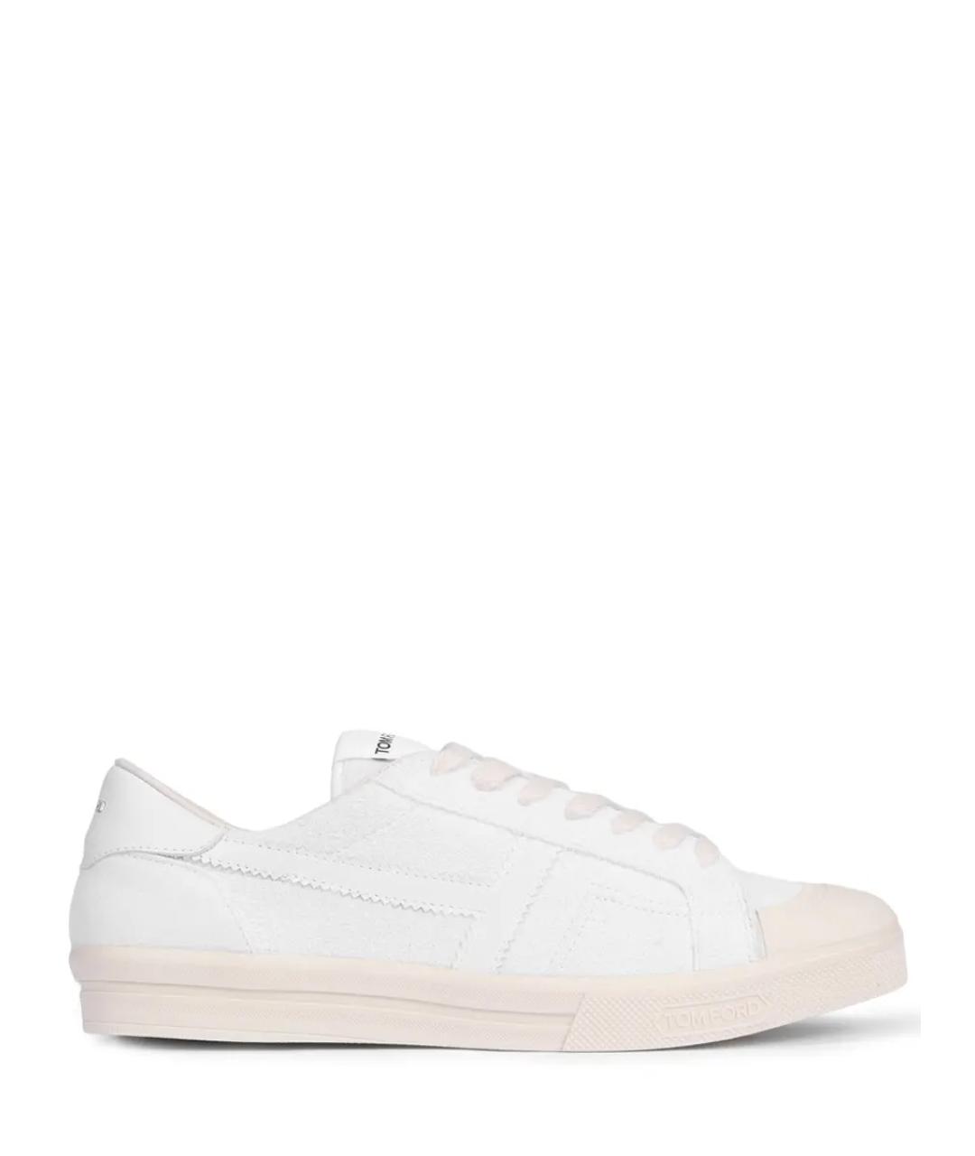 TOM FORD Белые кожаные кеды, фото 1