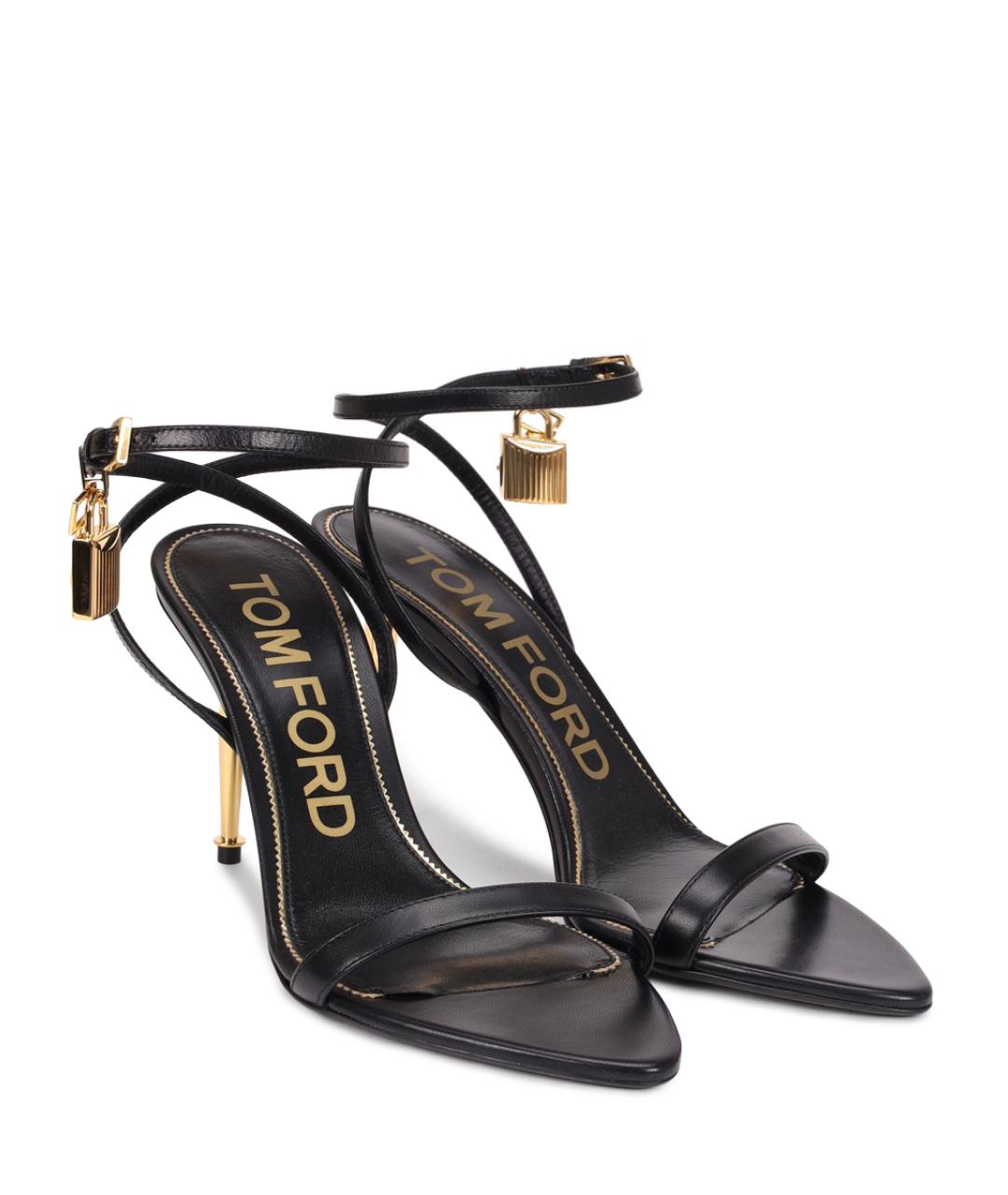 TOM FORD Черные кожаные босоножки, фото 2