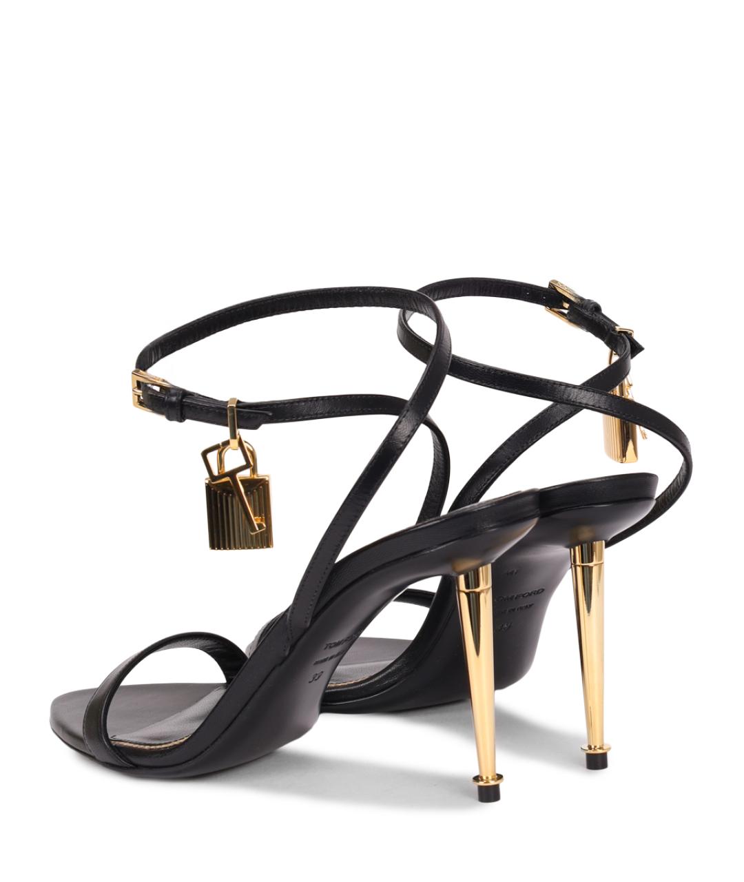 TOM FORD Черные кожаные босоножки, фото 4