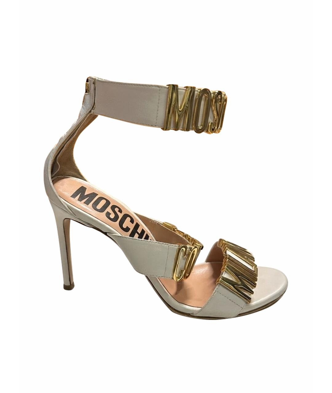 MOSCHINO Белые кожаные босоножки, фото 1