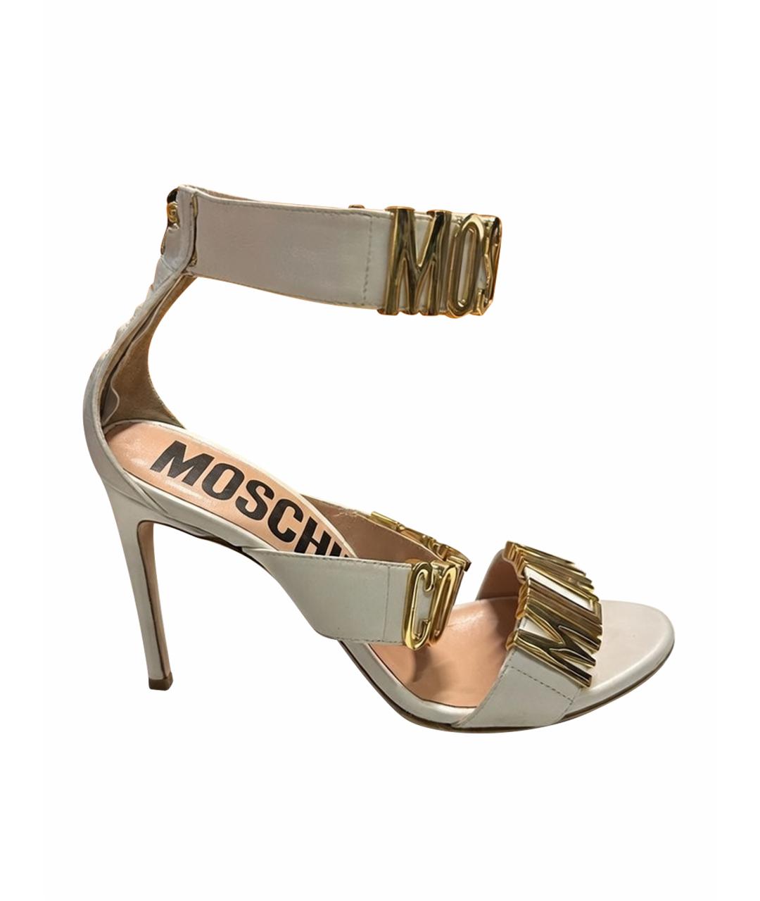 MOSCHINO Белые кожаные босоножки, фото 9