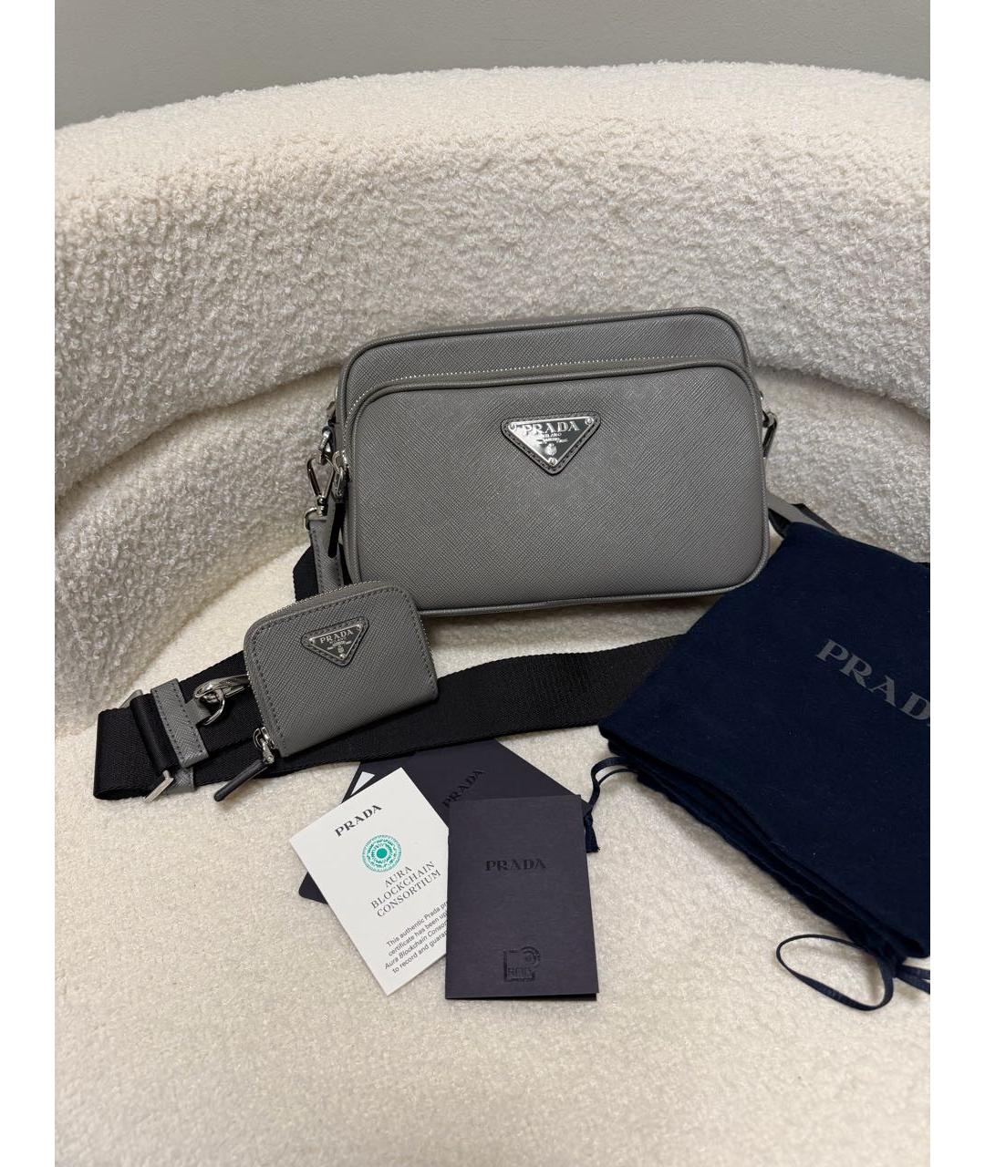 PRADA Антрацитовая кожаная сумка на плечо, фото 2