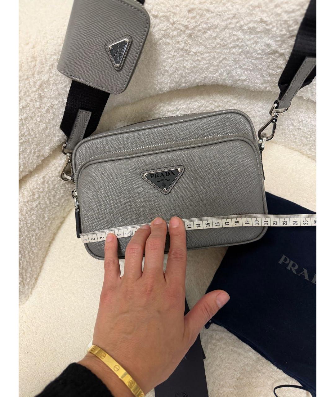 PRADA Антрацитовая кожаная сумка на плечо, фото 8