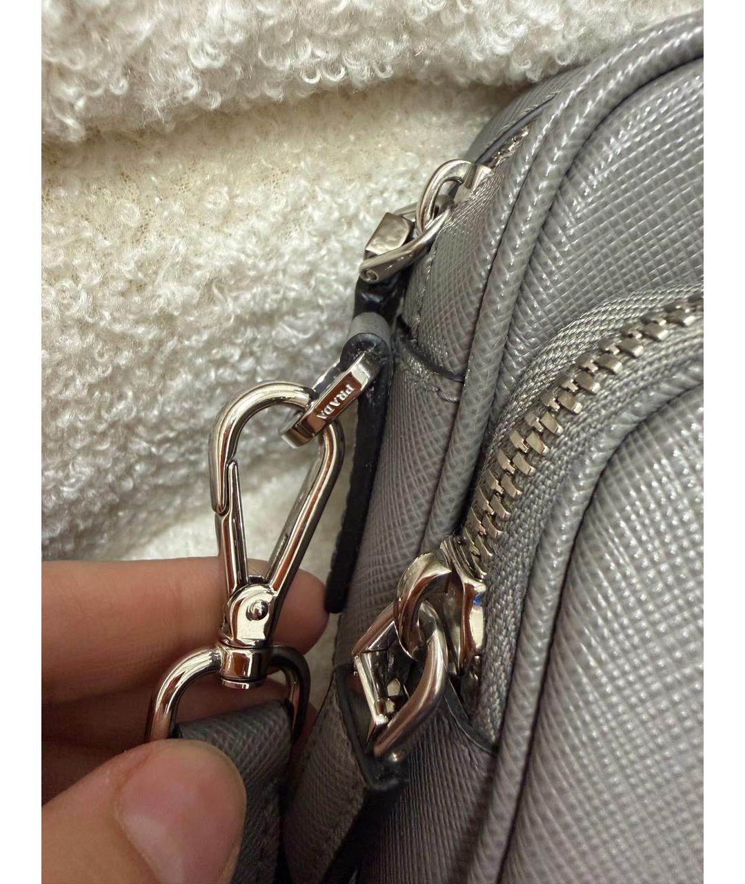 PRADA Антрацитовая кожаная сумка на плечо, фото 4