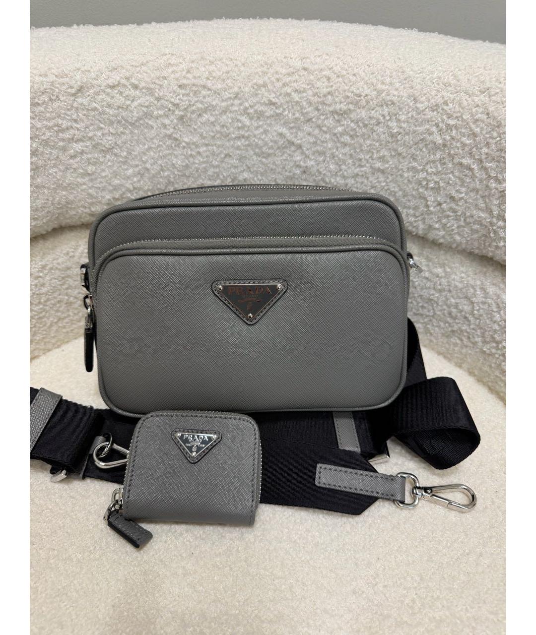 PRADA Антрацитовая кожаная сумка на плечо, фото 9