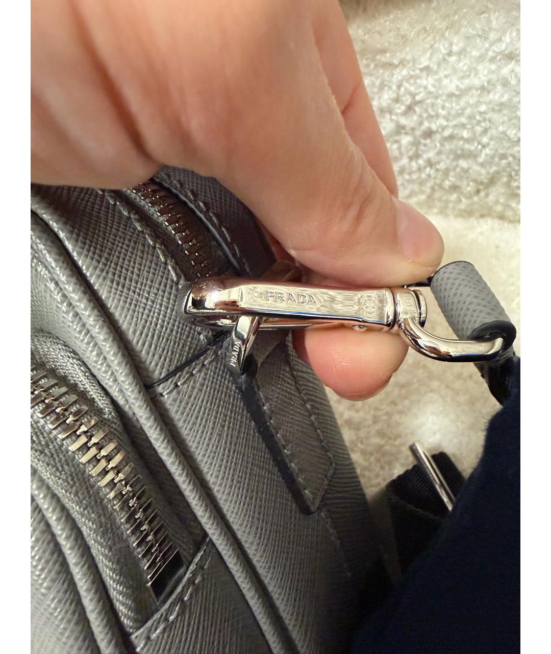 PRADA Антрацитовая кожаная сумка на плечо, фото 6