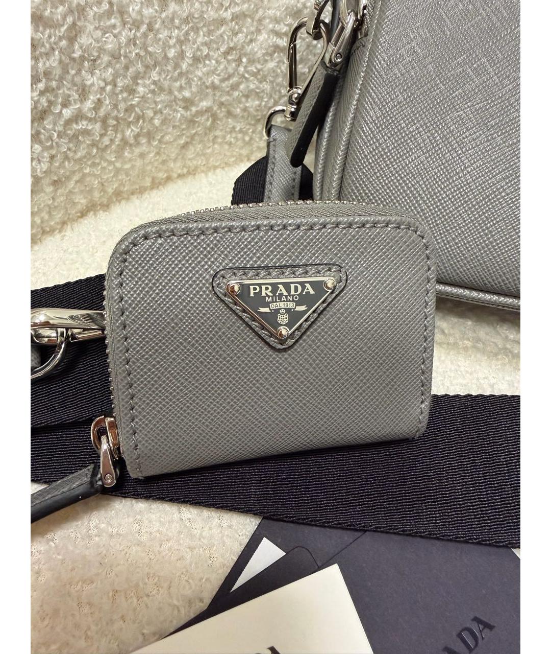 PRADA Антрацитовая кожаная сумка на плечо, фото 3