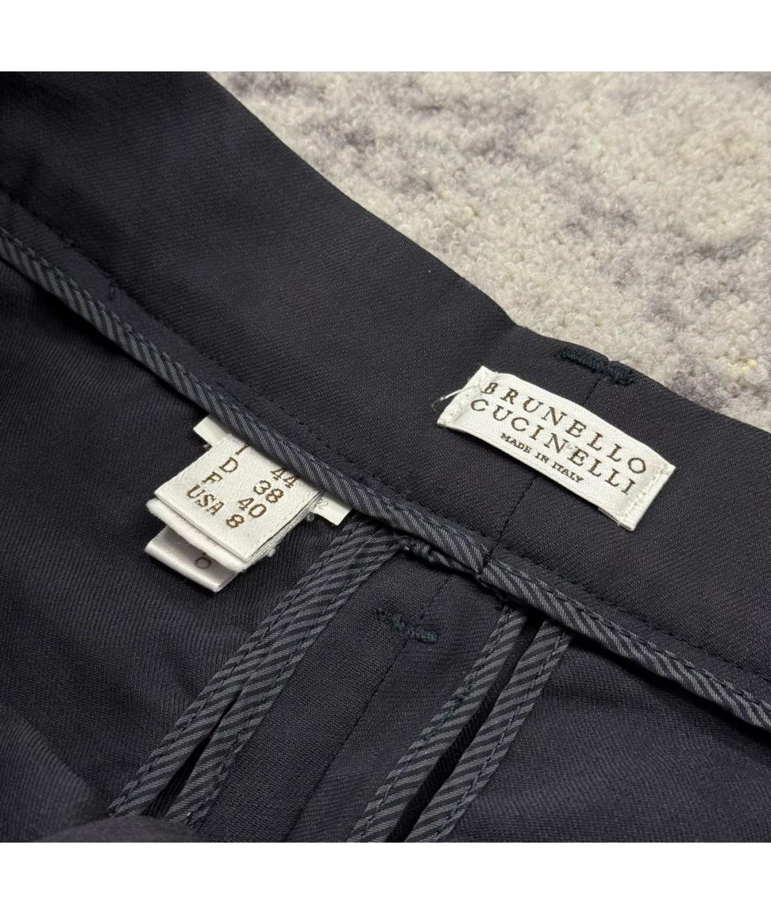 BRUNELLO CUCINELLI Темно-синие шерстяные брюки узкие, фото 4